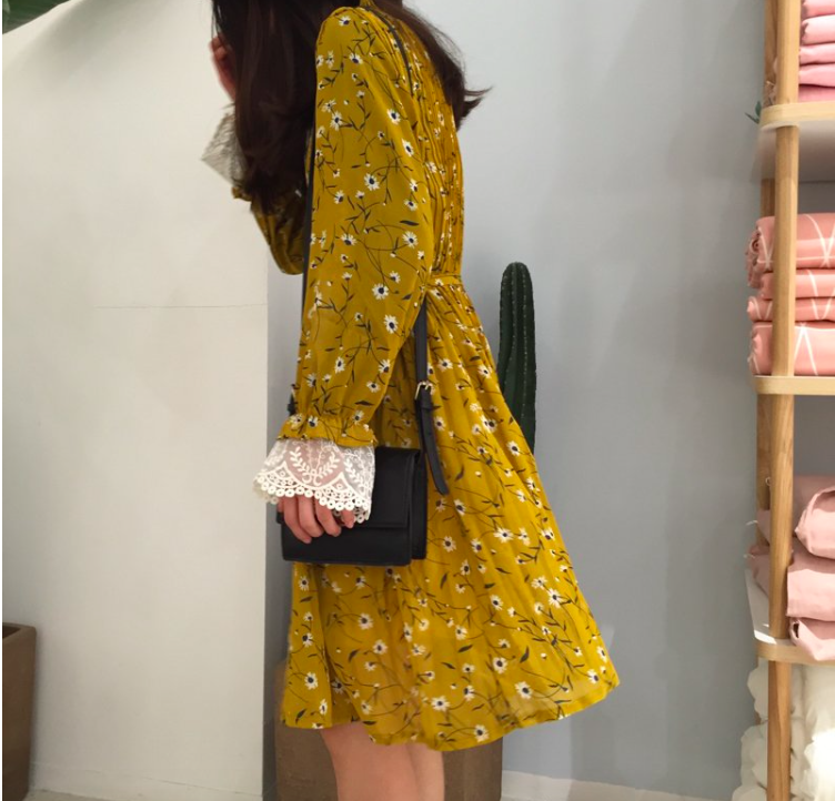 WD7537 Pretty Floral Dress Yellow