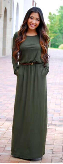 WD7539 Fashion Maxi Dress Army Green