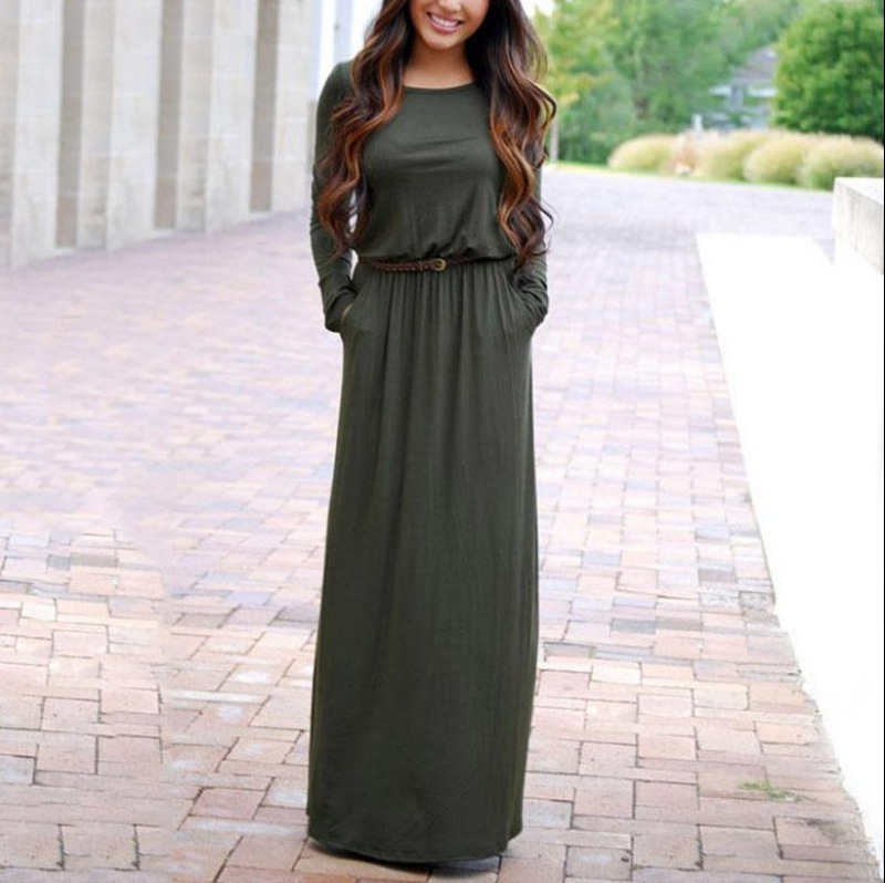 WD7539 Fashion Maxi Dress Army Green