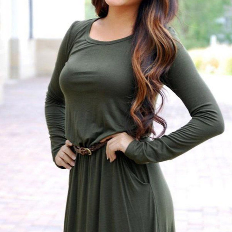 WD7539 Fashion Maxi Dress Army Green