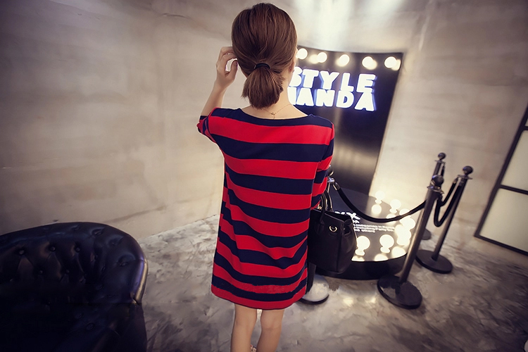 WD7541 Stylish Stripe Dress Red