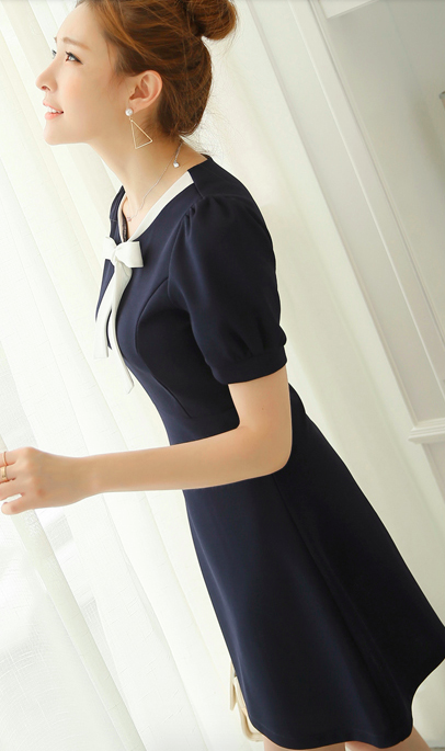 WD3805 Pretty OL Dress Dark Blue