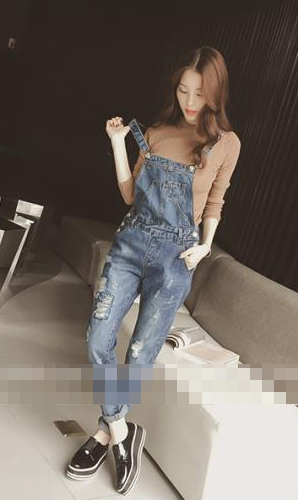 WP3806 Fashion Denim Jumpsuit Blue