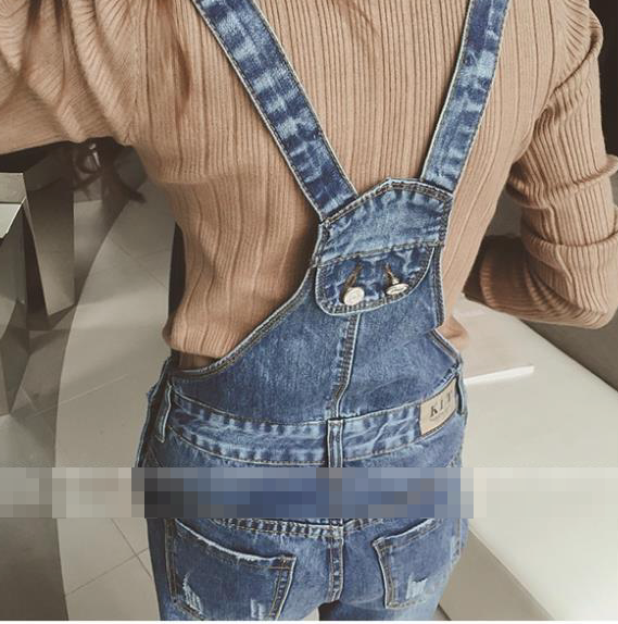 WP3806 Fashion Denim Jumpsuit Blue