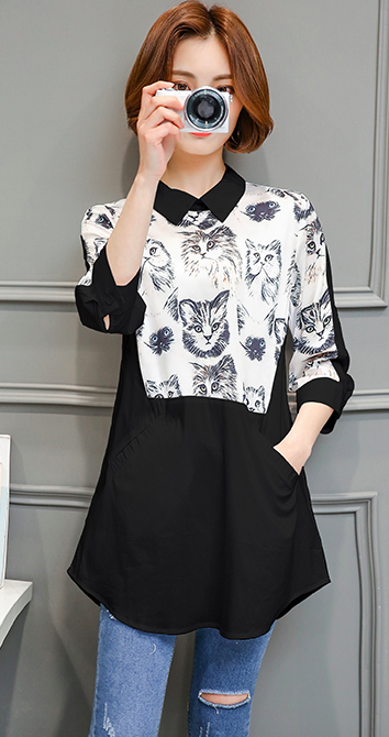 WT3809 Korea Stylish Top Black