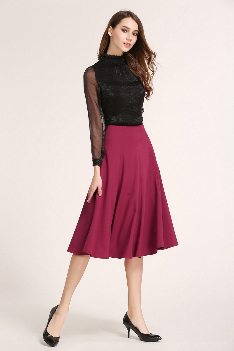 WK7549 Europe Fashion Skirt Maroon