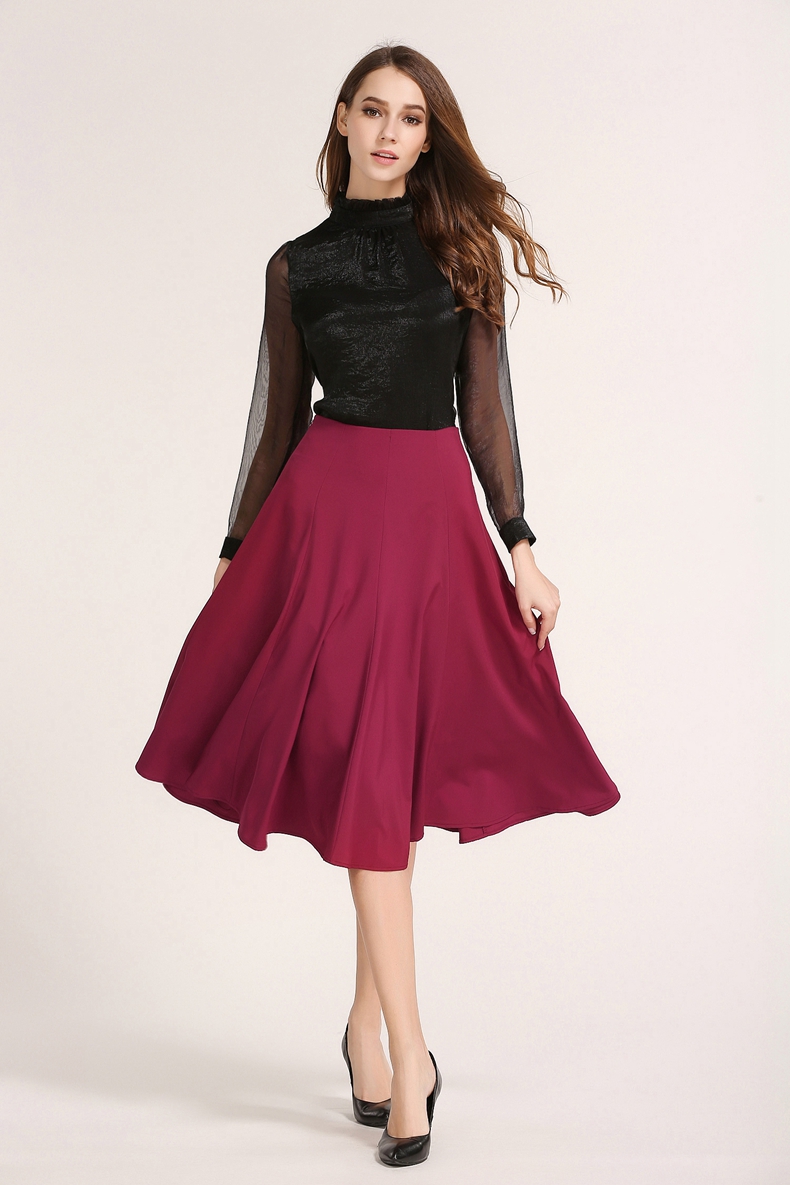 WK7549 Europe Fashion Skirt Maroon