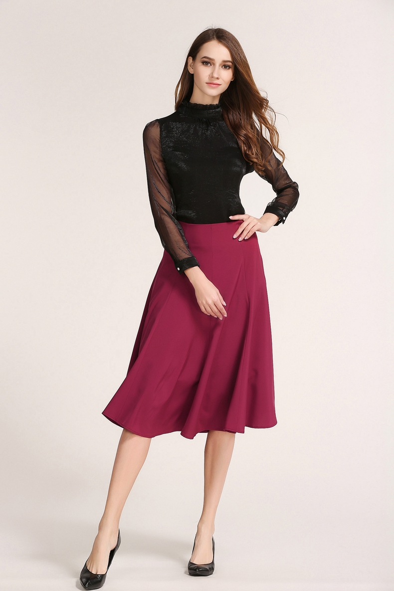 WK7549 Europe Fashion Skirt Maroon