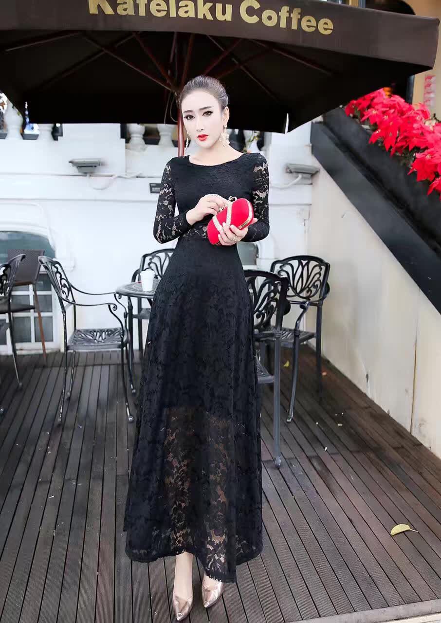 WD7554 Elegant Lace Dress Black