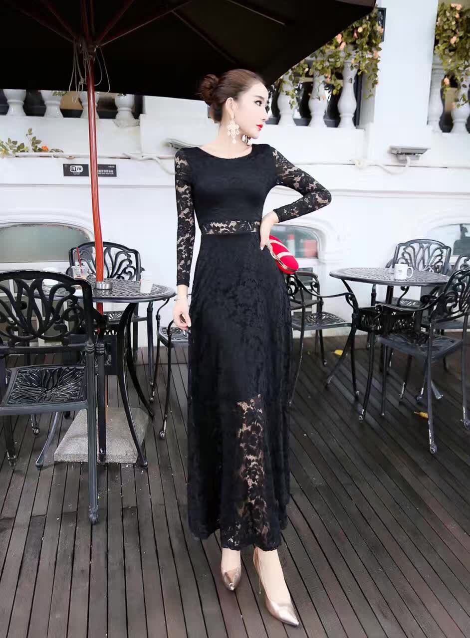 WD7554 Elegant Lace Dress Black