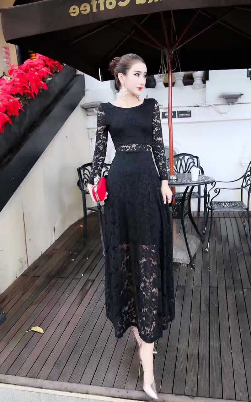 WD7554 Elegant Lace Dress Black