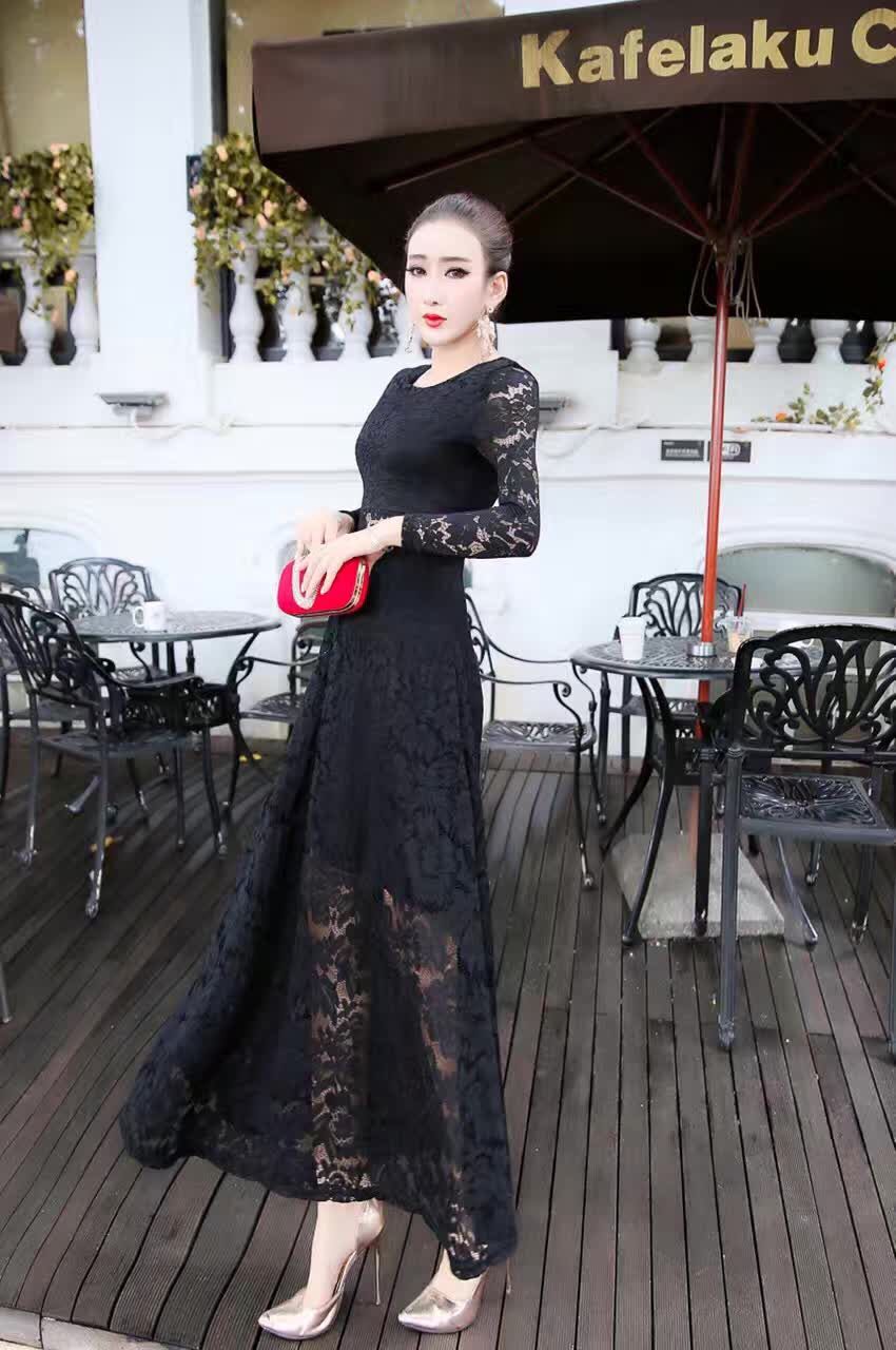 WD7554 Elegant Lace Dress Black