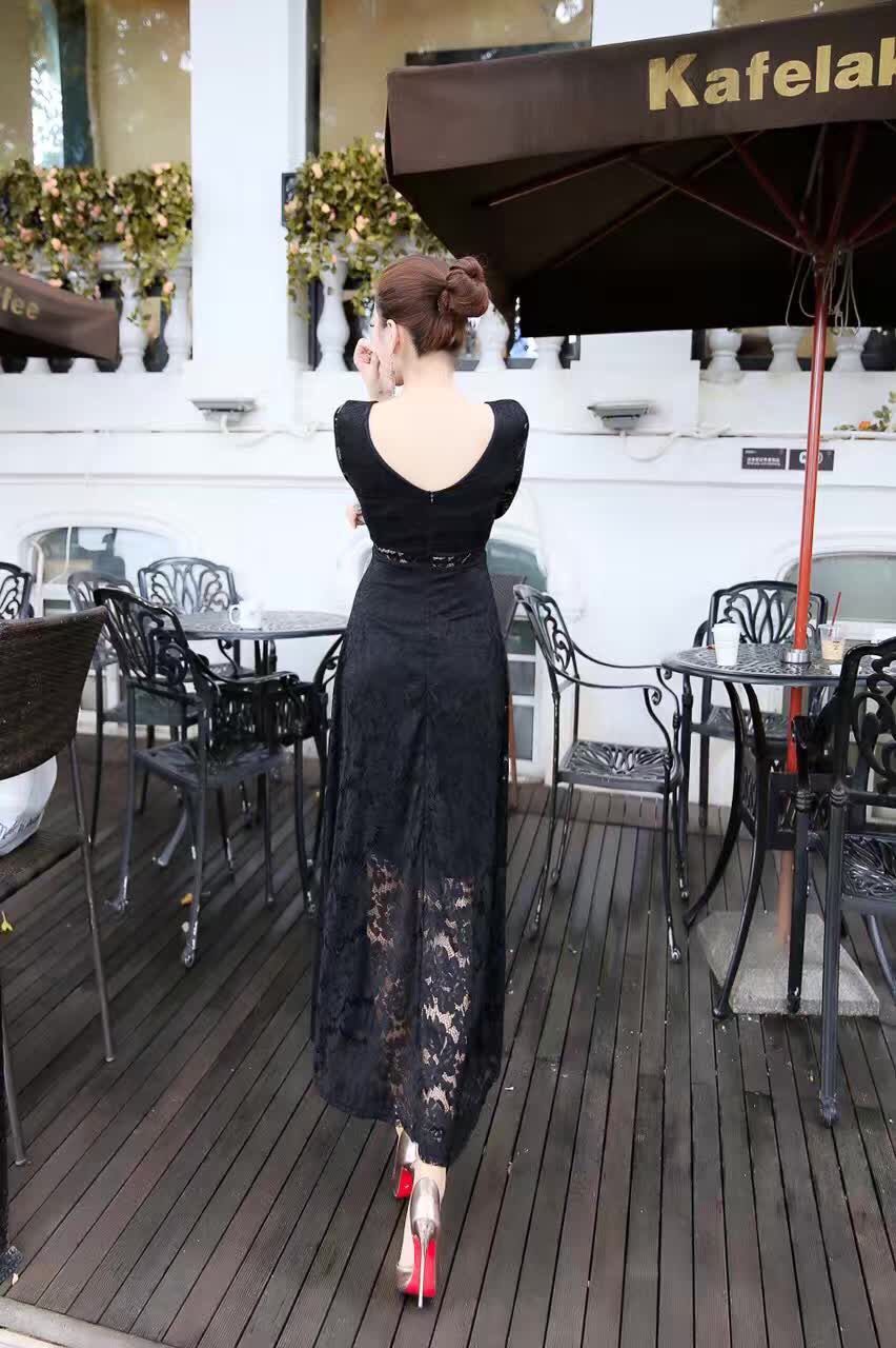 WD7554 Elegant Lace Dress Black