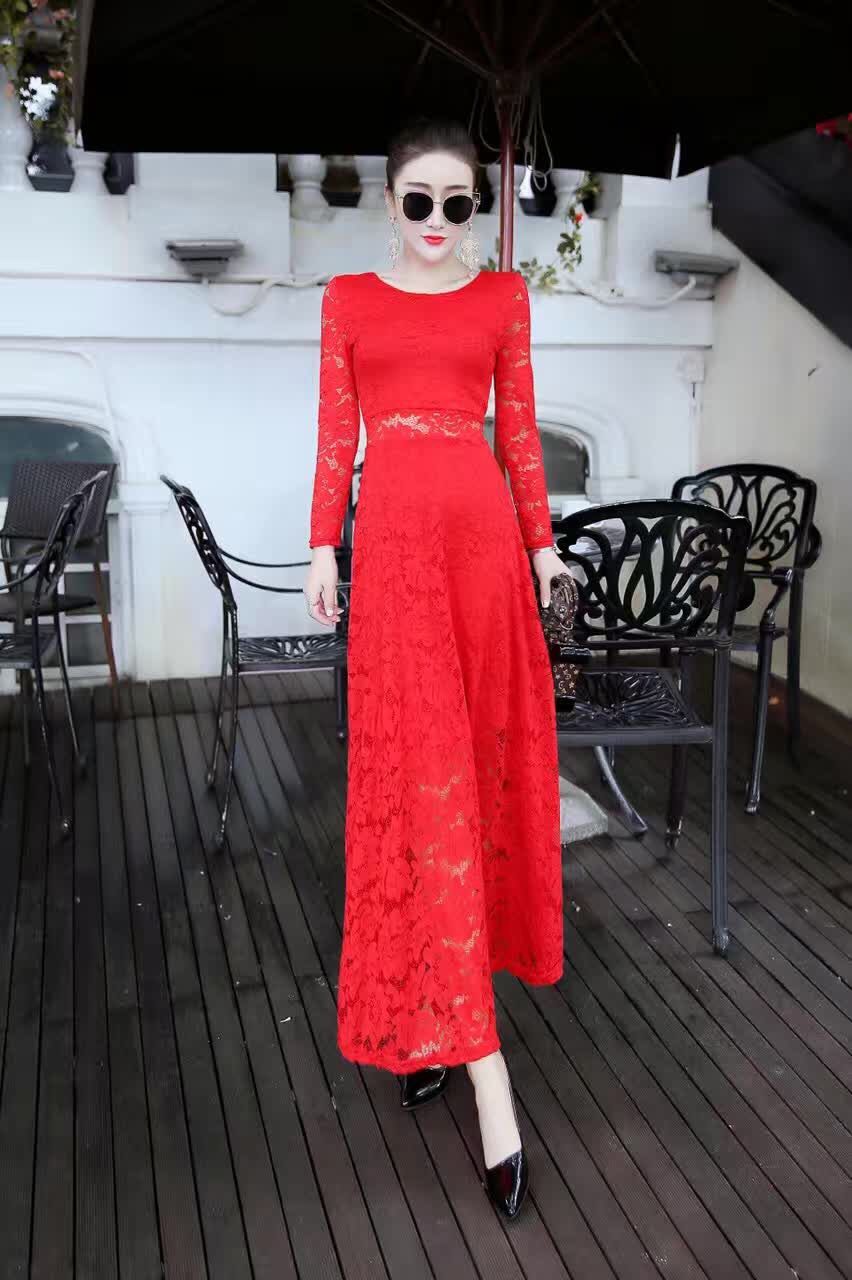 WD7554 Elegant Lace Dress Red