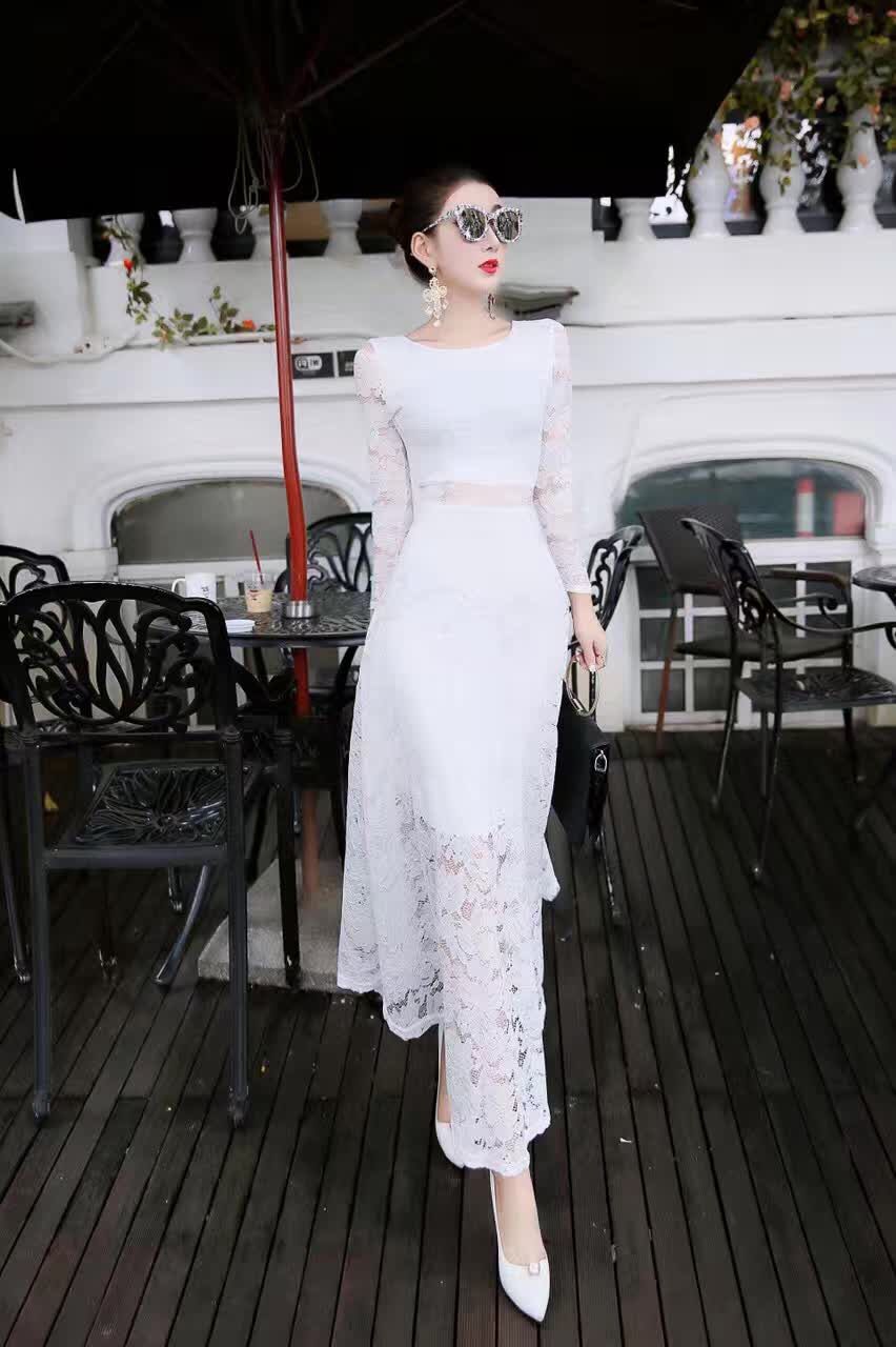 WD7554 Elegant Lace Dress White