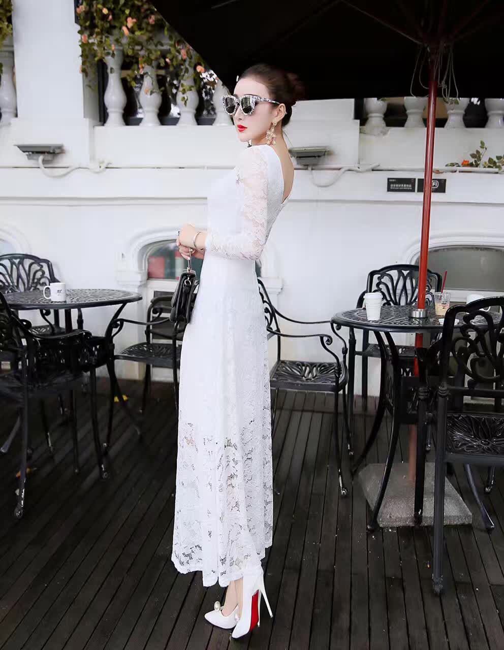 WD7554 Elegant Lace Dress White