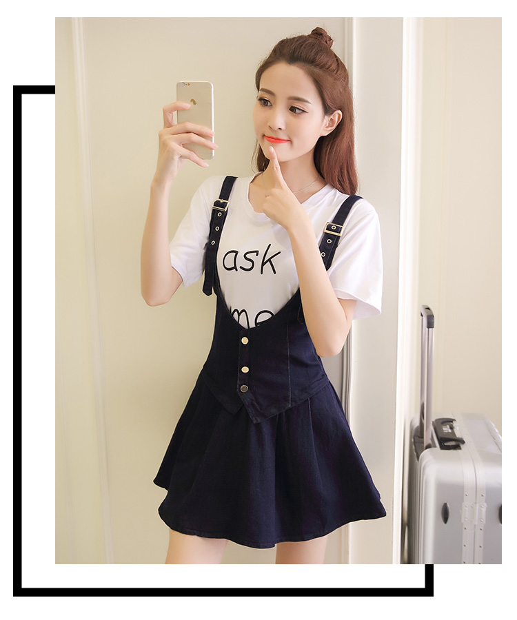 WD7563 Stylish Denim Dress Dark Blue