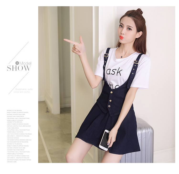 WD7563 Stylish Denim Dress Dark Blue