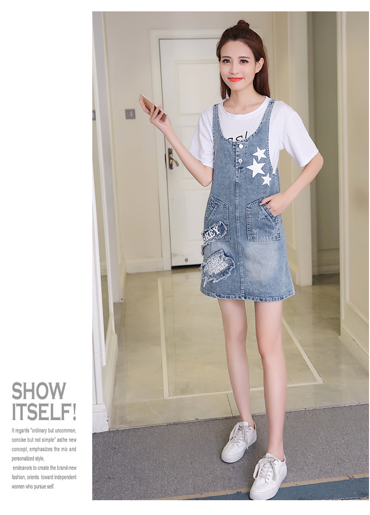 WD7565 Stylish Denim Dress Blue