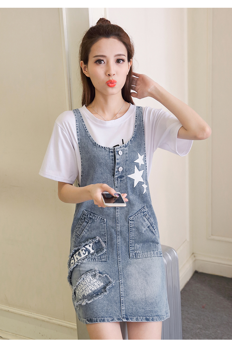 WD7565 Stylish Denim Dress Blue