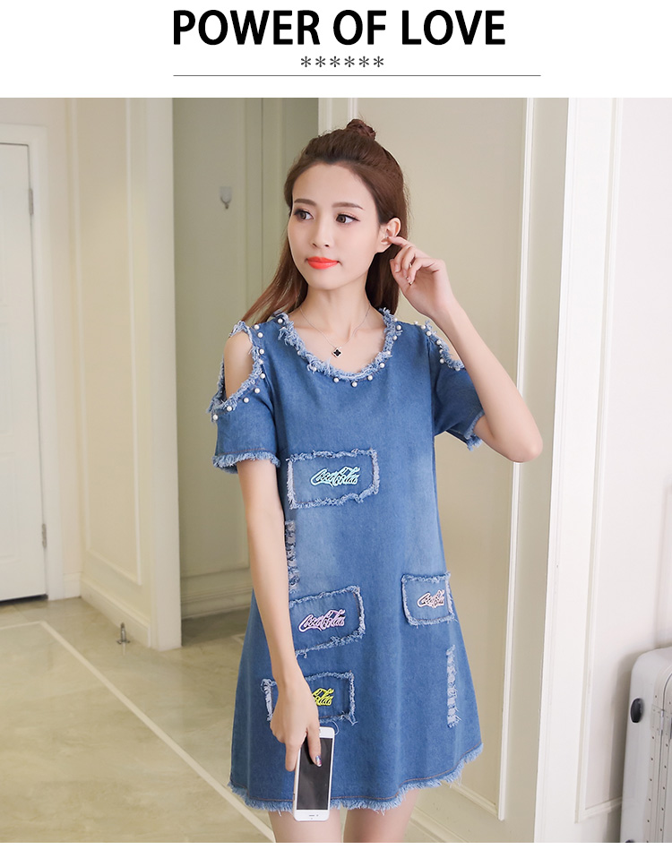 WD7566 Pretty Denim Dress Blue