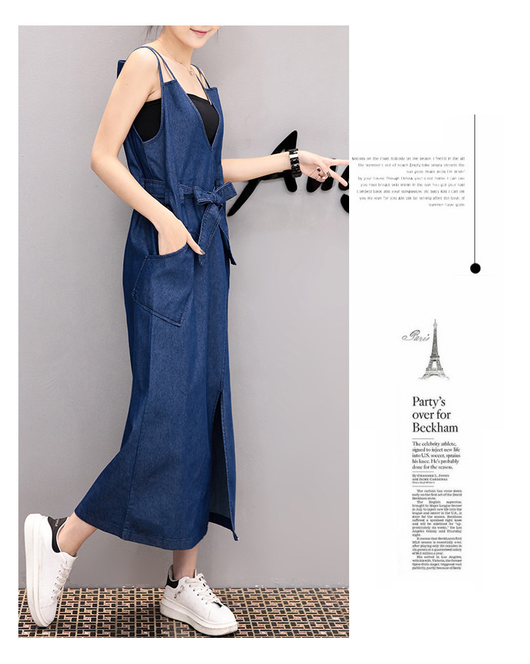 WD7569 Fashion Denim Dress Blue