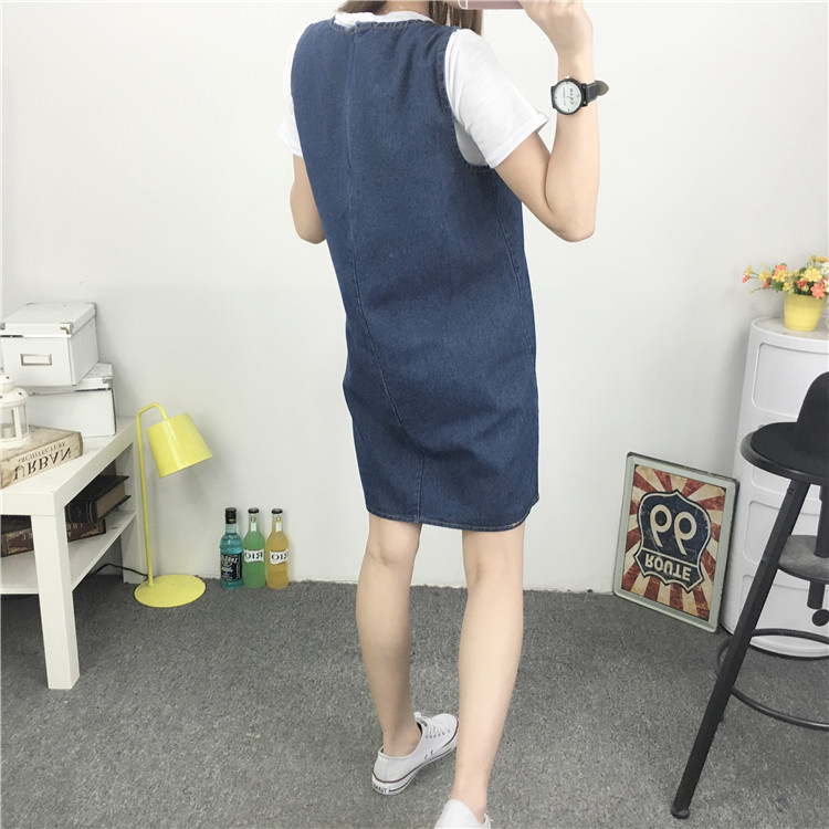 WD7571 Trendy Denim Dress Blue