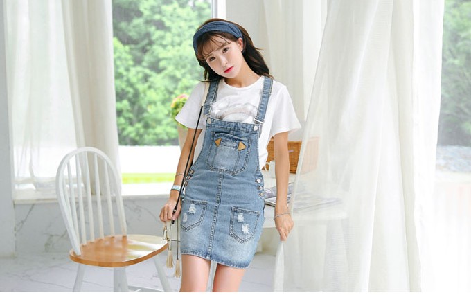 WD7572 Sweet Denim Dress Blue