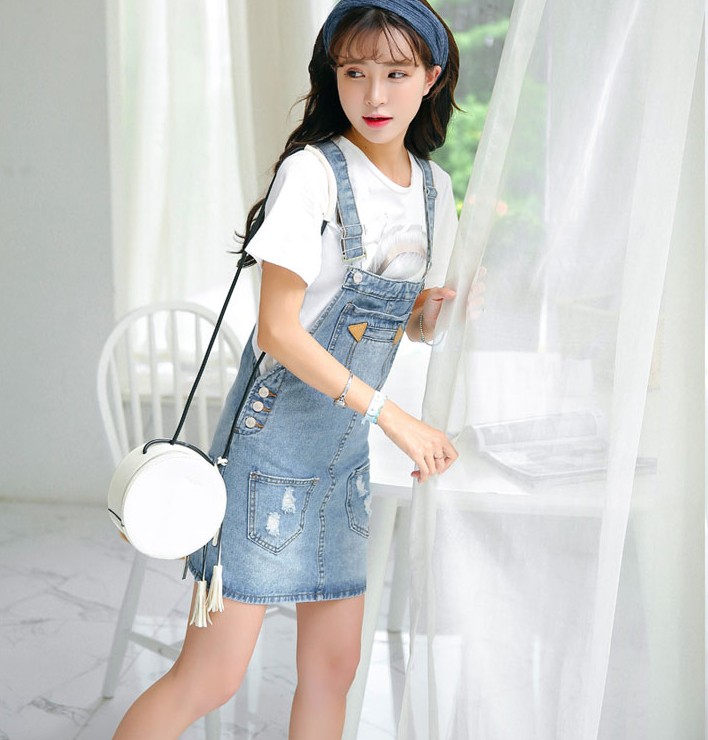 WD7572 Sweet Denim Dress Blue