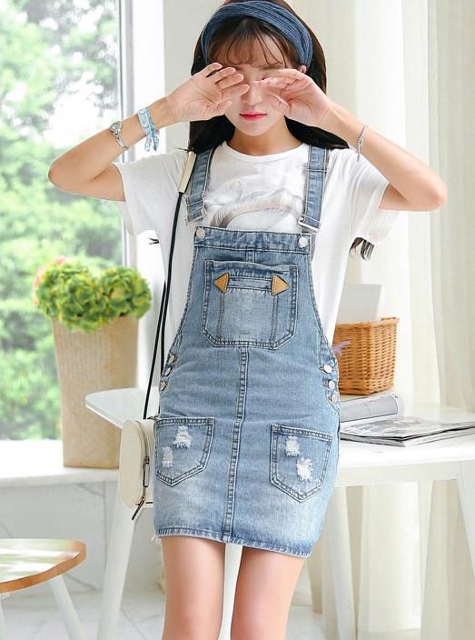 WD7572 Sweet Denim Dress Blue