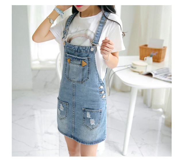 WD7572 Sweet Denim Dress Blue