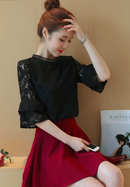 WT7578 Lovely Lace Top Black