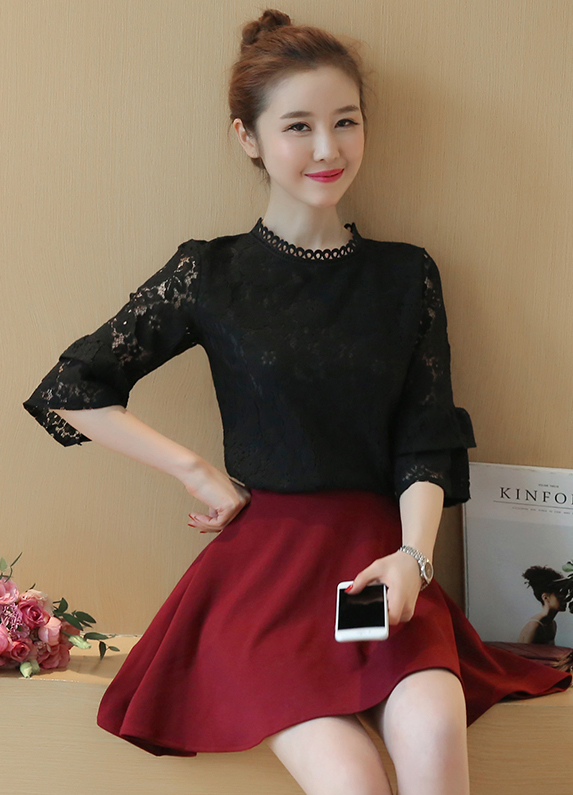 WT7578 Lovely Lace Top Black