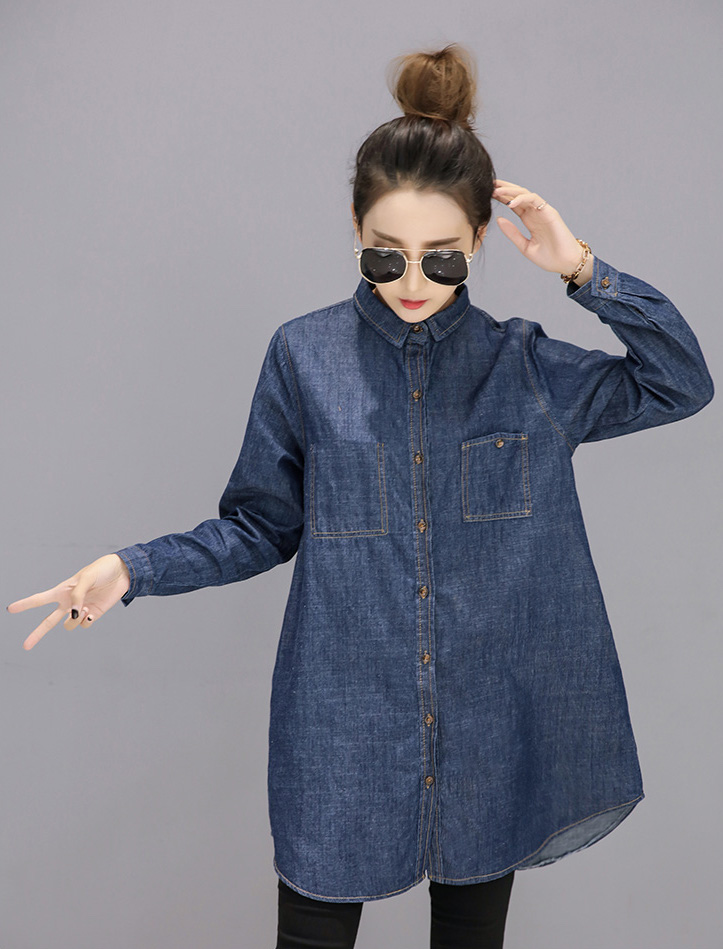 WT7579 Fashion Denim Top Blue