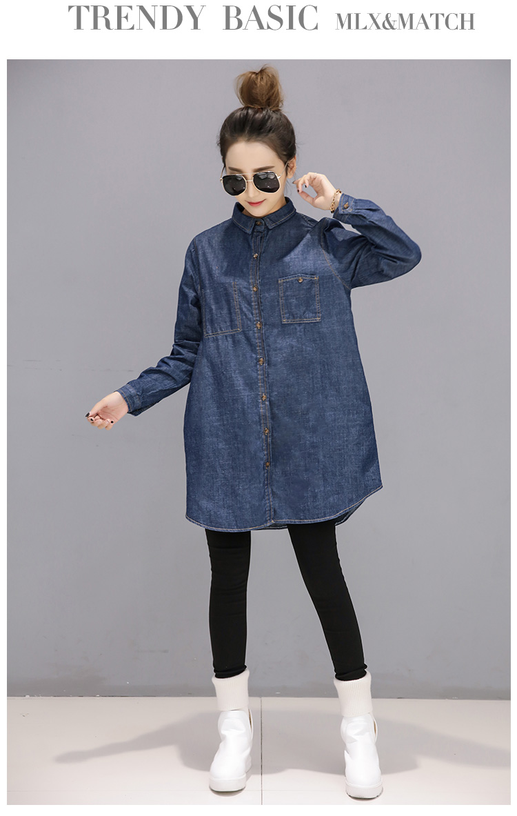 WT7579 Fashion Denim Top Blue