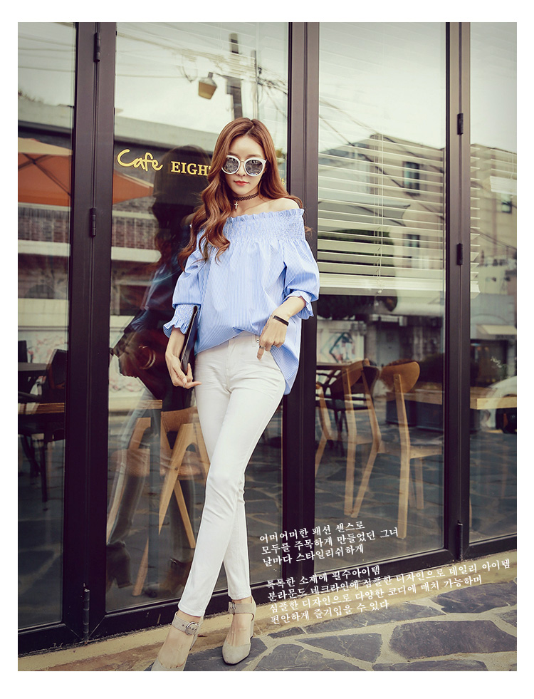 WT7580 Fashion Off-Shoulder Top Blue