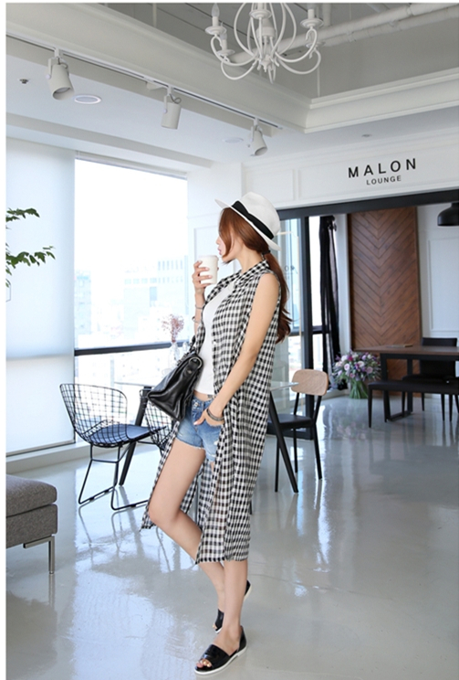 WJ7583 Fashion Long Vest Black