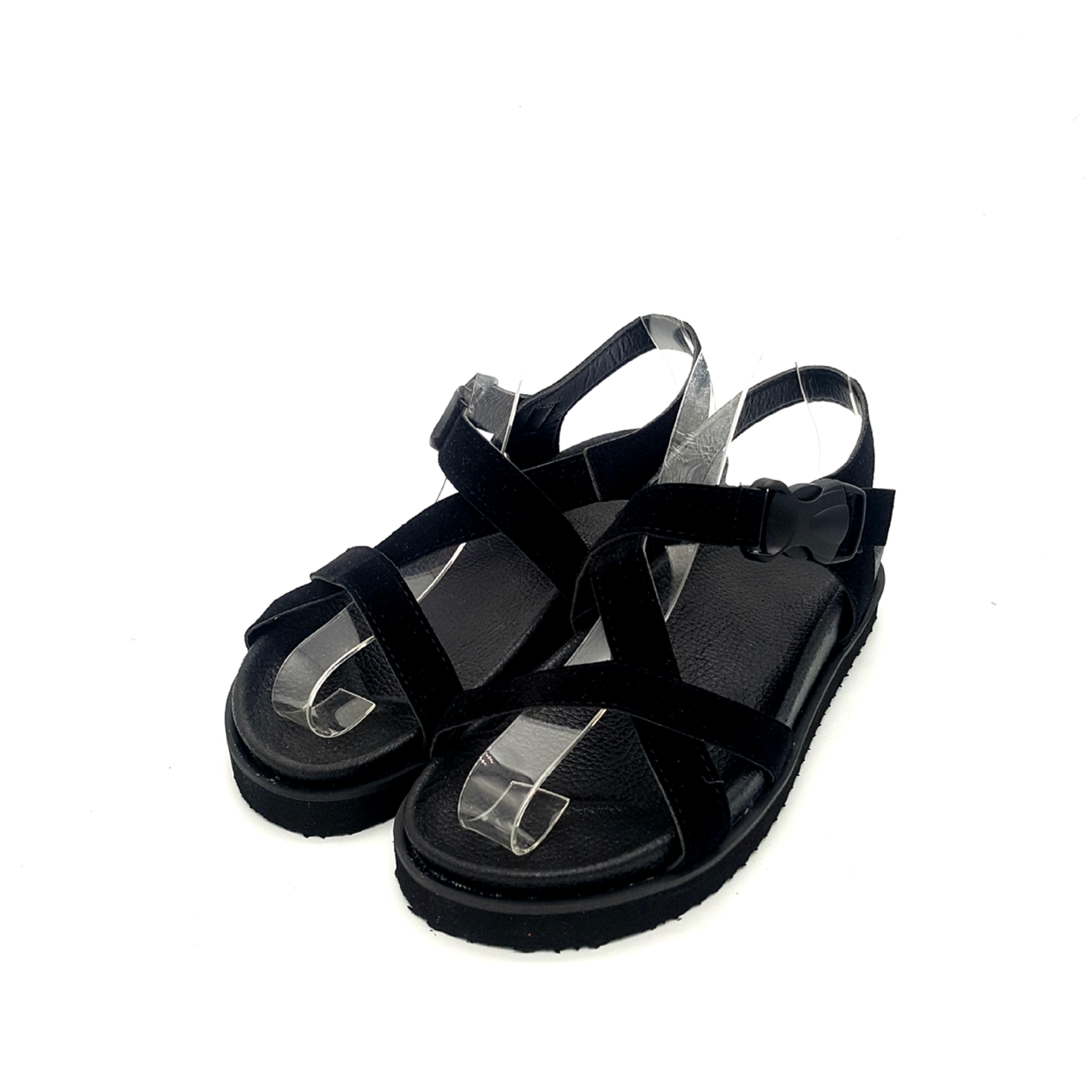 HA003 Cross Buckle Sandals Black