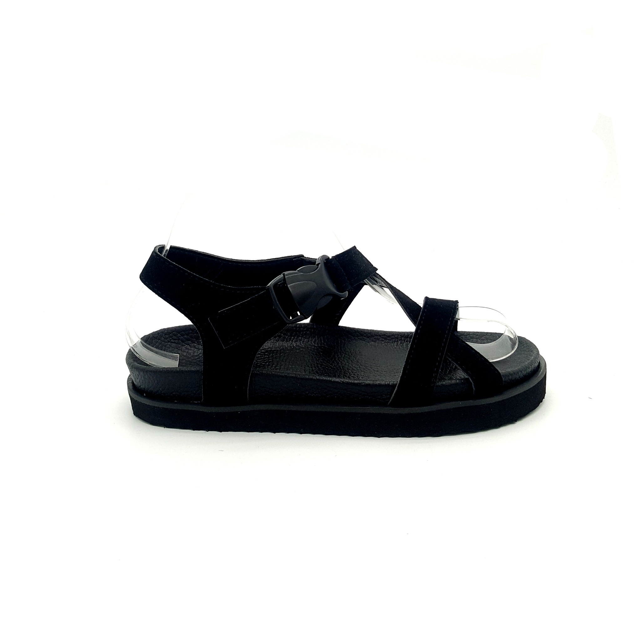 HA003 Cross Buckle Sandals Black