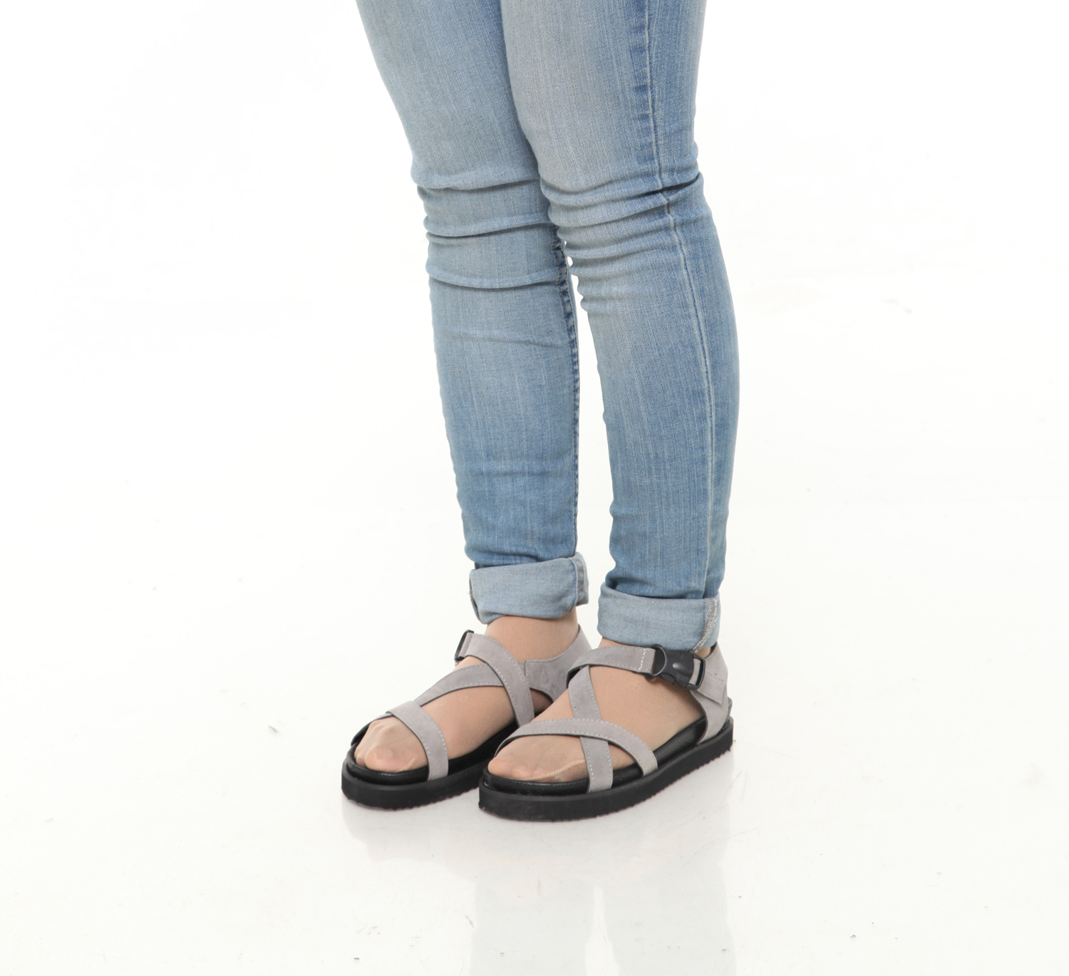 HA003 Cross Buckle Sandals Grey