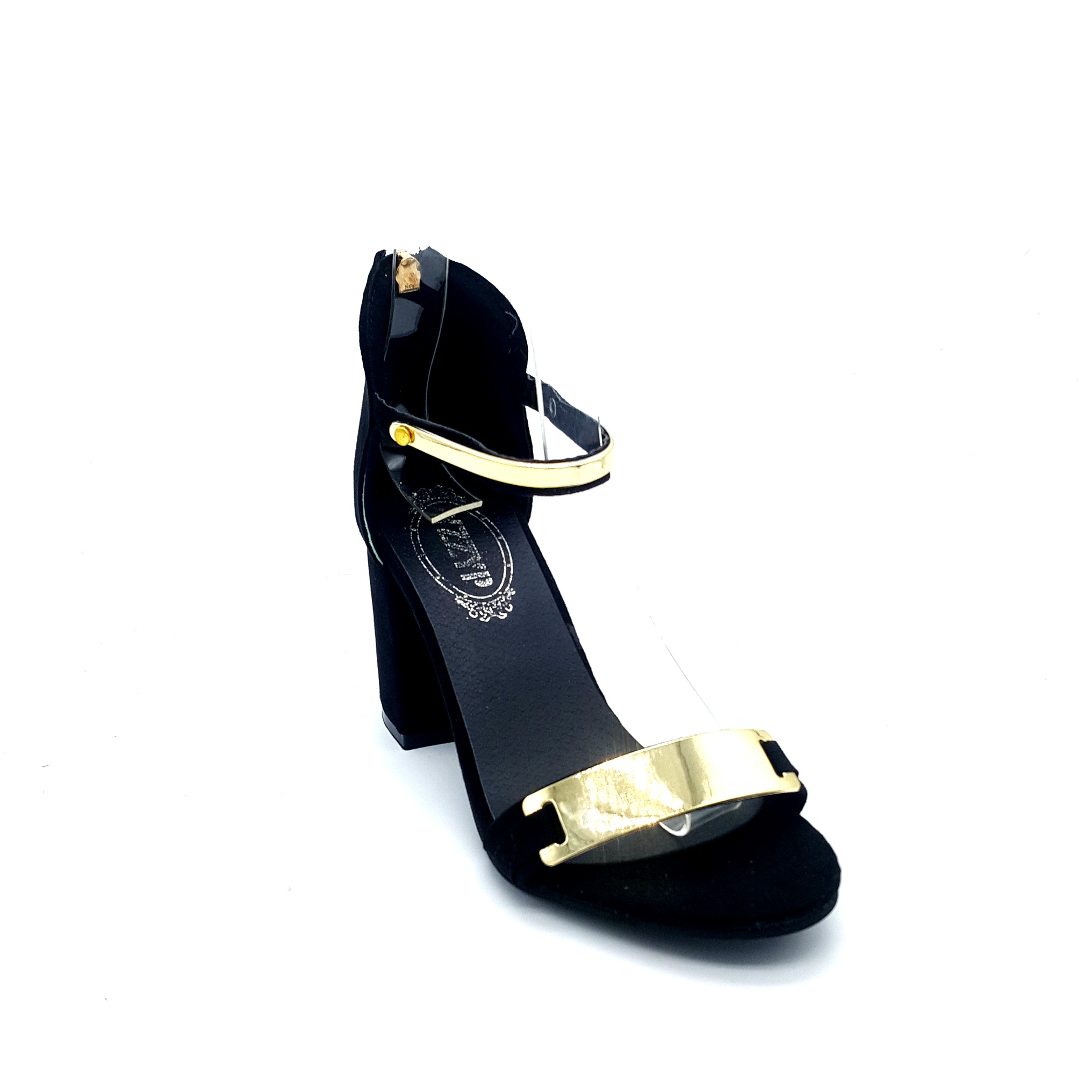 HA004 Metal Zipper Heels Black