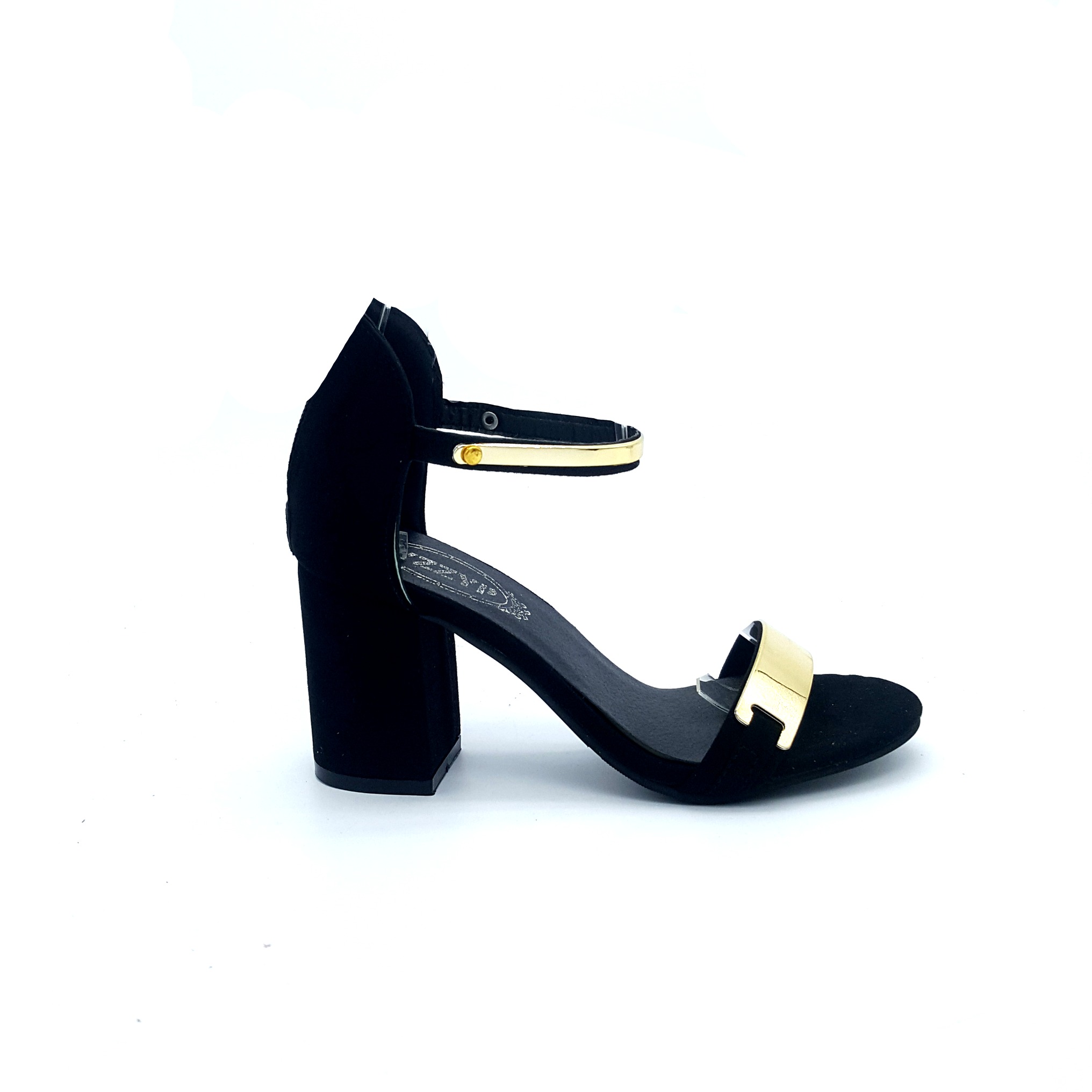 HA004 Metal Zipper Heels Black