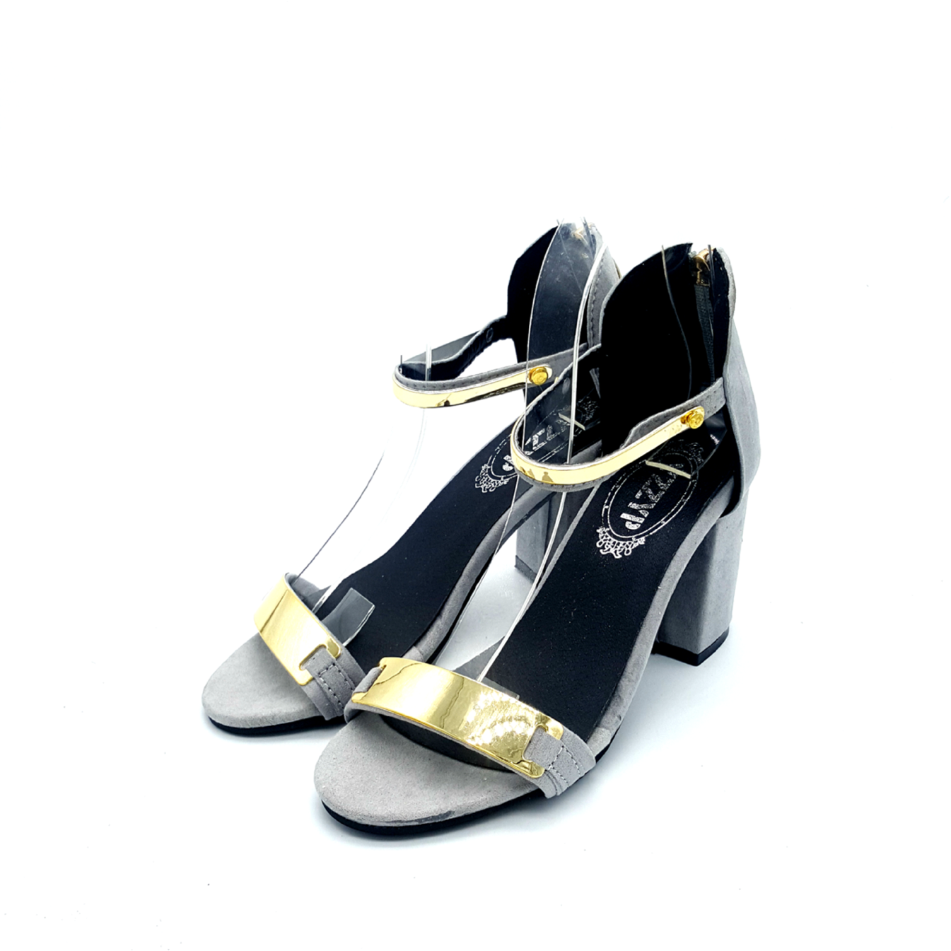 HA004 Metal Zipper Heels Grey