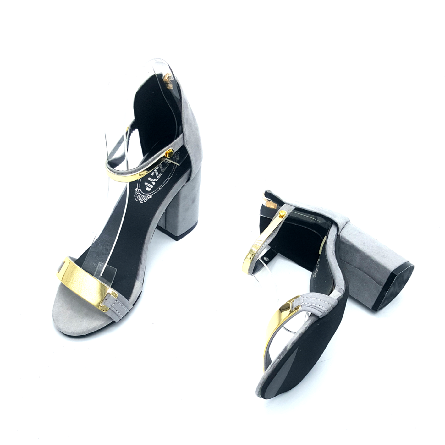 HA004 Metal Zipper Heels Grey