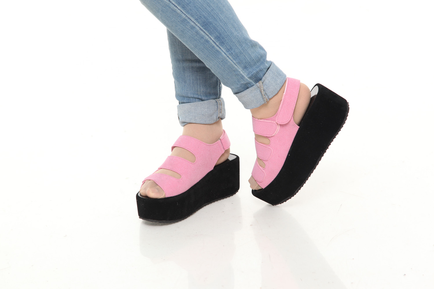 HA020 Strappy Wedges Pink