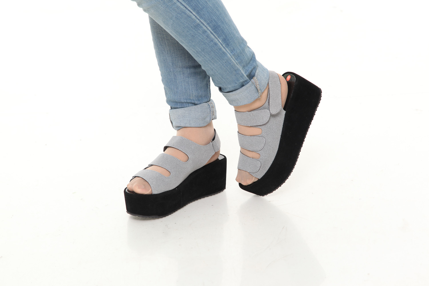 HA020 Strappy Wedges Grey