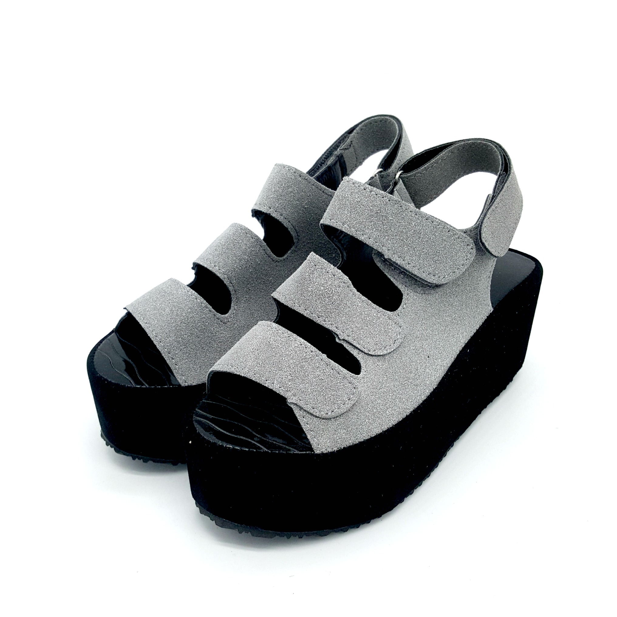 HA020 Strappy Wedges Grey