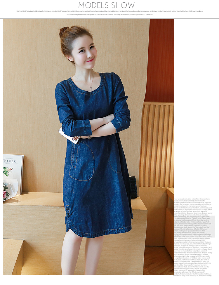 WD3810 Fashion Denim Dress Blue