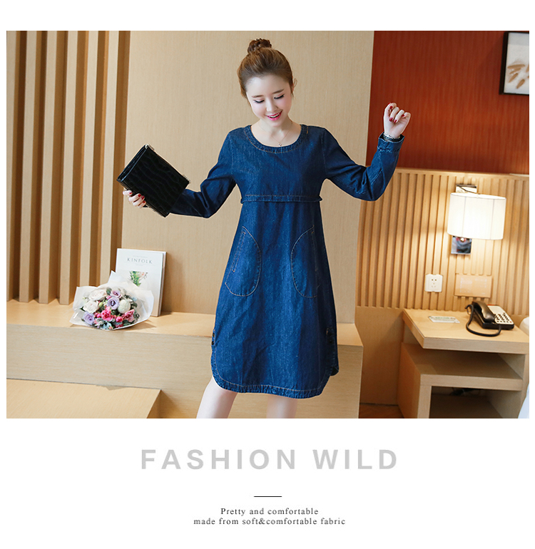 WD3810 Fashion Denim Dress Blue