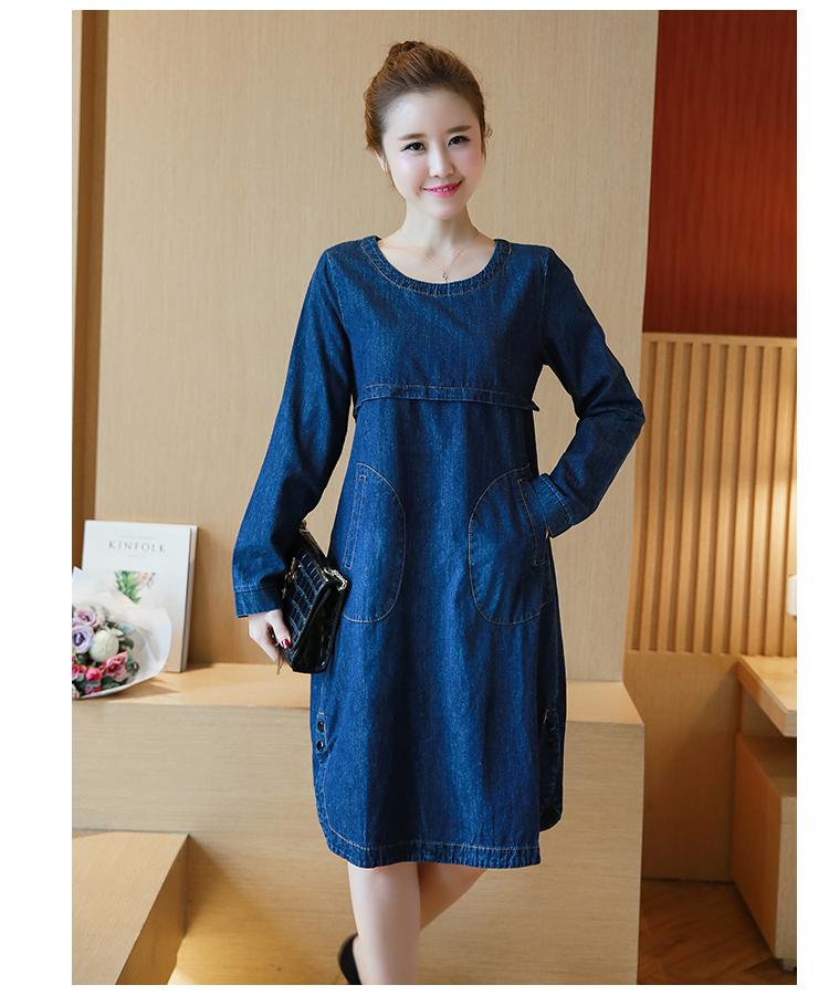 WD3810 Fashion Denim Dress Blue